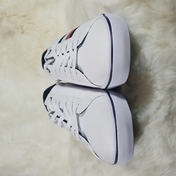 Tommy Hilfiger Mens White Leather Sneakers - Picture 7 of 14